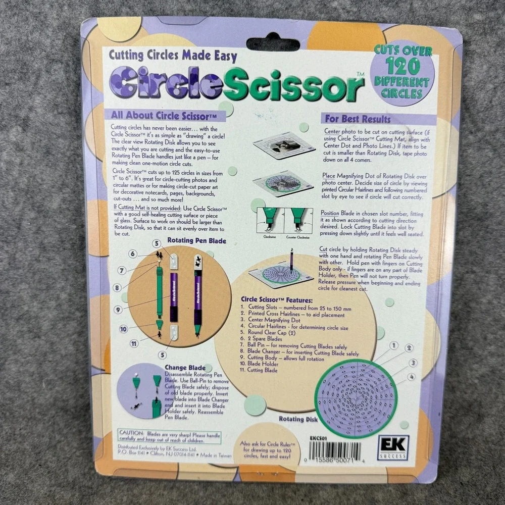 EK Success Circle Scissor Rotating Disc Rotating Pen Spare Blade Cutting Mat NWT